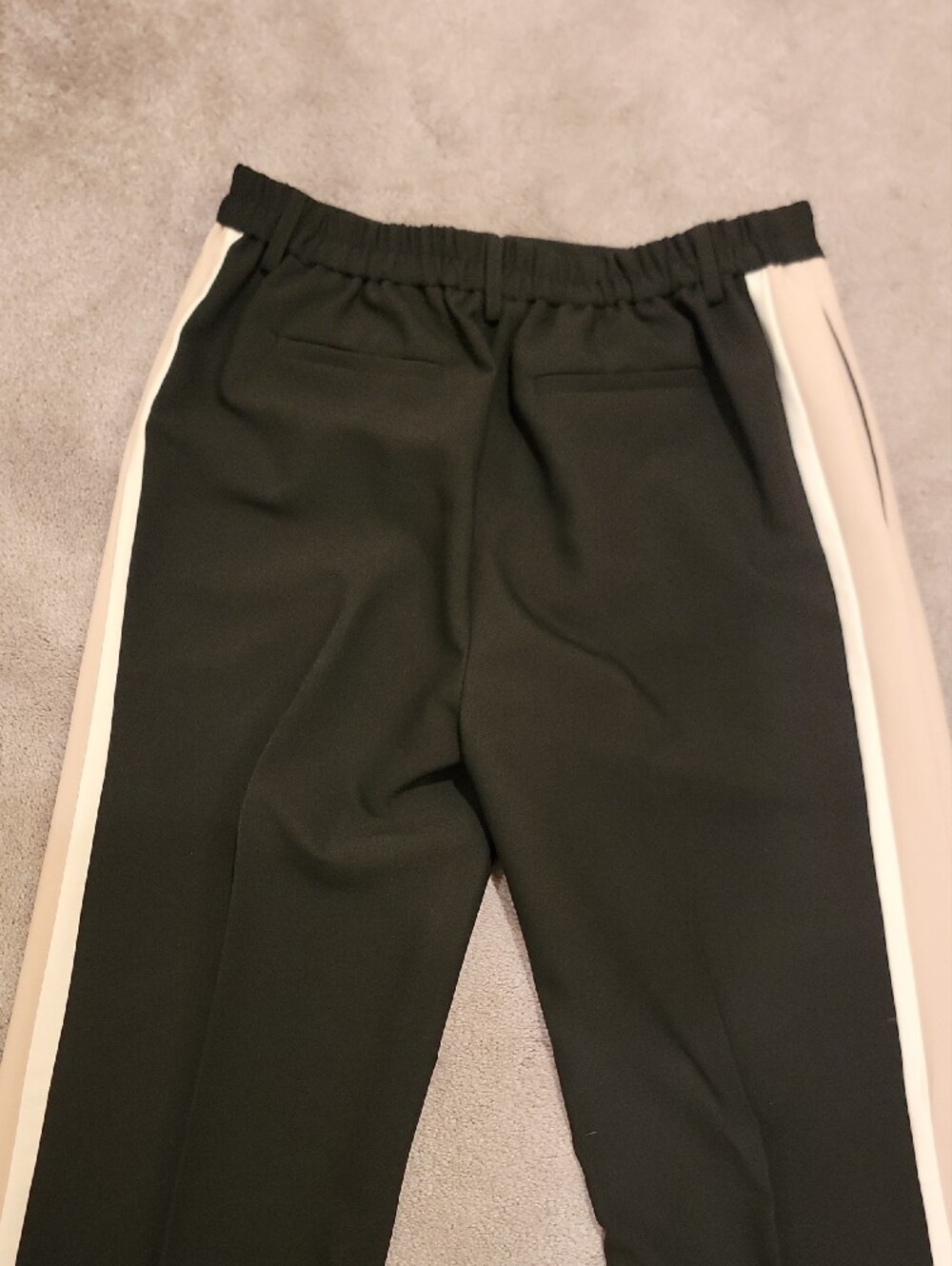 Central Park West Black Two-Piece Pantsuit with Cream and Tan Stripes - Picture 15 of 17